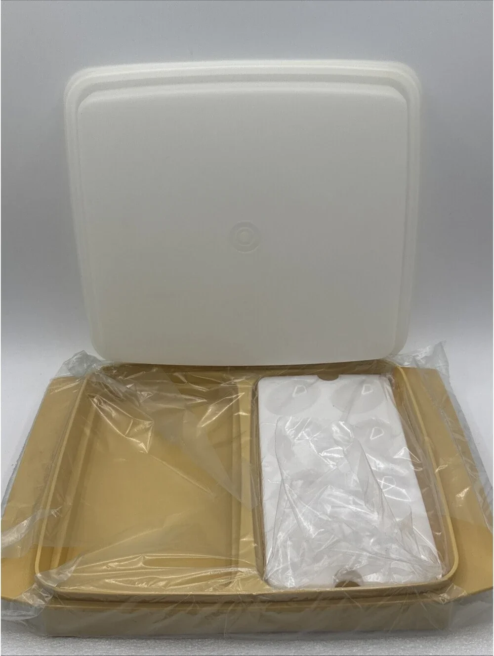 Tupperware NEW Deviled Egg Carrier Keeper Yellow Lid Pearl Removable Trays